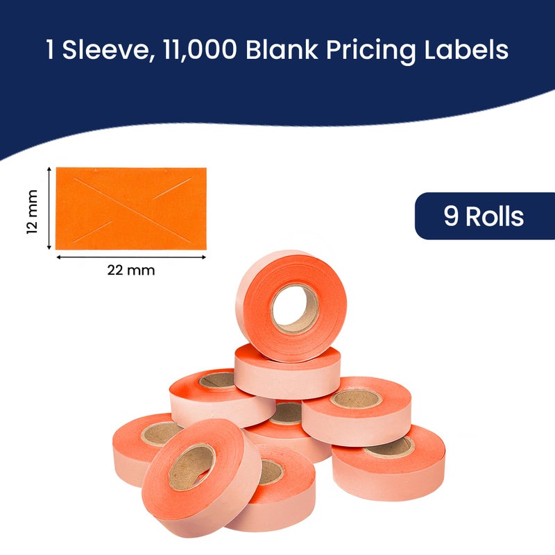 Perco 2212 Fluo. Red Pricing Labels for Garvey 22-6/22-7/22-8 Price Gun â€“ 9 Rolls, 11,000 Price Marking Labels - Image 3